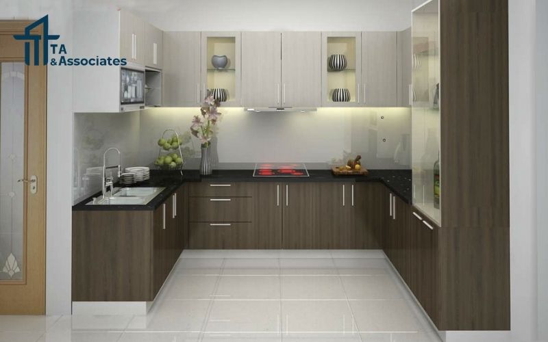 Tủ bếp sử dụng gỗ công nghiệp rất thẩm mỹ