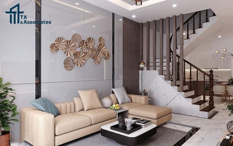 Nội thất sử dụng hiện đại như sofa